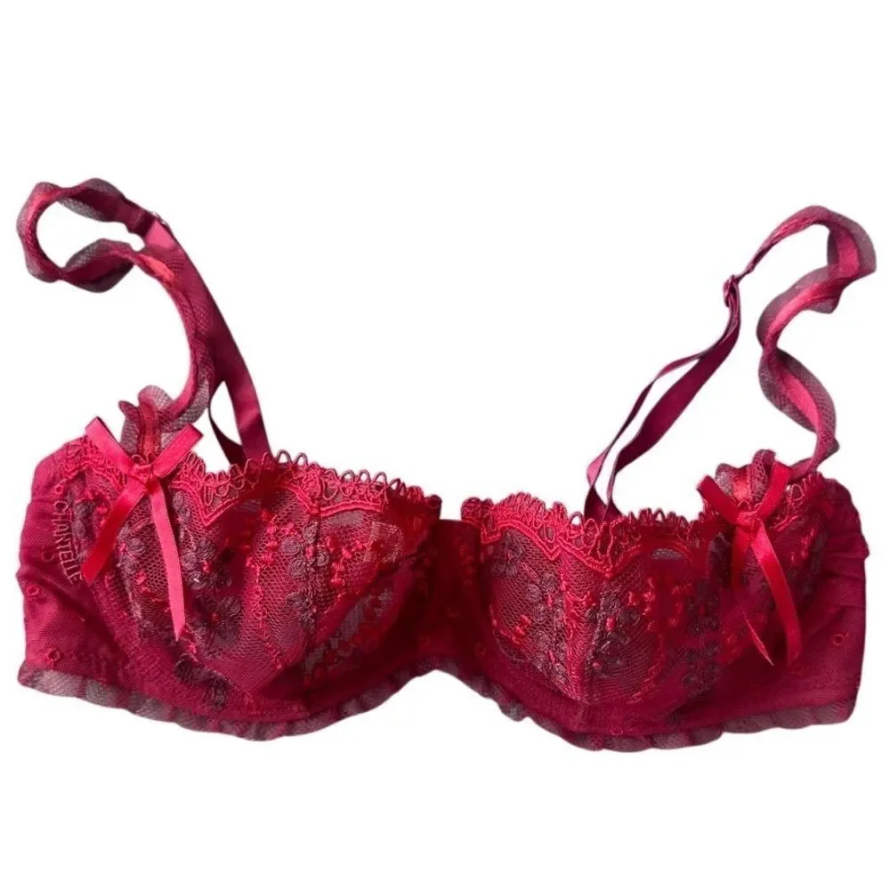Chantelle Lace Underwire Bra with Adjustable Straps in Burgundy 34C